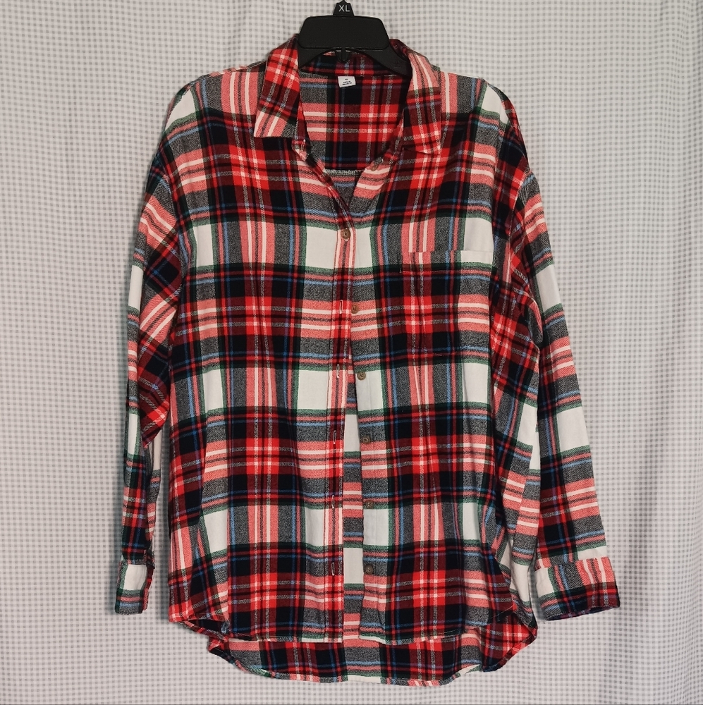 Old Navy Multicolor Holiday Christmas 100% Cotton Flannel Hi-Lo Plus Size XL